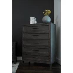 Cindi Sleigh 5 Drawer Chest Dark Gray - Abbyson Living