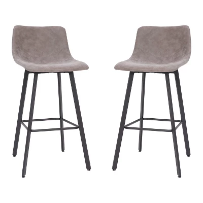 Emma And Oliver Set Of Two 30" Modern Upholstered Barstools, Matte Metal Frames And Plastic Floor Glides - Image 6