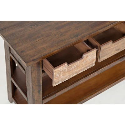 Wooden Sofa Table With 3 Drawers & 2 Shelves Brown - Benzara - Image 5