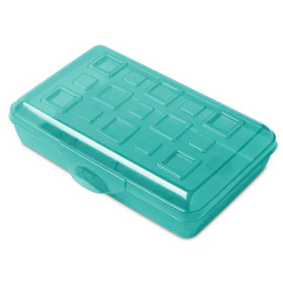 Sterilite Small Translucent Plastic Pencil Box Case With Lid For School & Office Supplies Pen Holders, Molokai Blue Tint (36 Pack) - Image 2