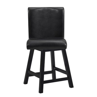 Hillshaw 24" Faux Leather Counter Stool In Dark Brown (Set Of 2) - Lexicon - Image 3