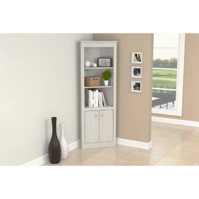 70.02" 2 Doors Corner Bookshelf Washed Oak - Inval