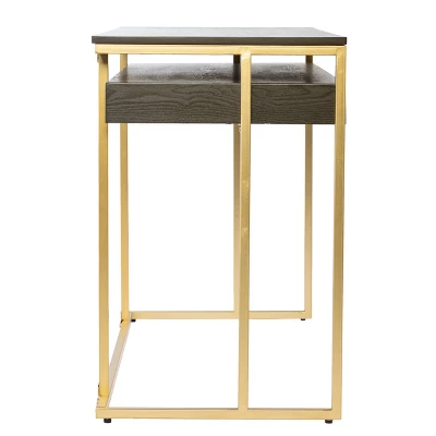 Quinal Writing Desk With Storage Brown/Gold - Aiden Lane - Image 5