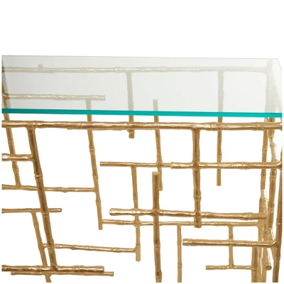 Contemporary Aluminum Console Table Gold - Olivia & May - Image 3