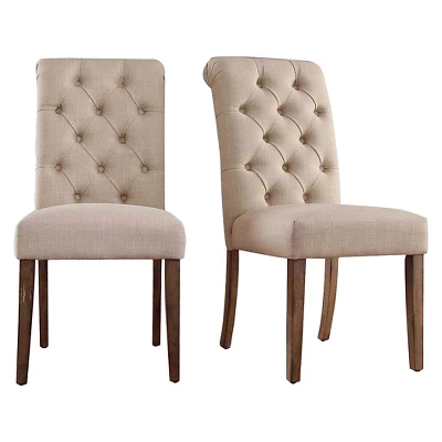 Set Of 2 Gramercy Button Tufted Dining Chair Wood - Inspire Q - Image 7