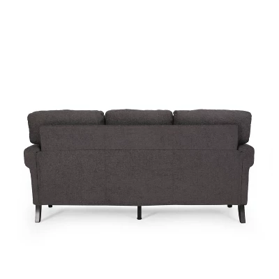 Burkehaven Contemporary Fabric 3 Seater Nailhead Trim Sofa Gray/Dark Brown - Christopher Knight Home - Image 4