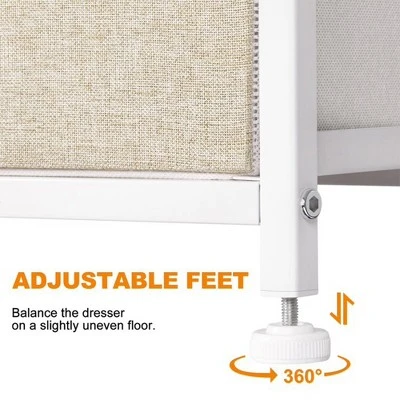 REAHOME 10 Drawer Steel Frame Bedroom Storage Organizer Chest Dresser With Waterproof Top, Adjustable Feet, And Wall Safety Attachment, Taupe - Image 4