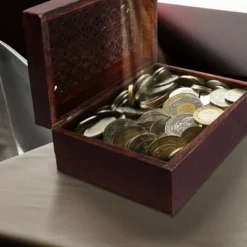 Mela Artisans Wood Keepsake Box With Hinged Lid In Trellis Design Medium Polish Finish, Large