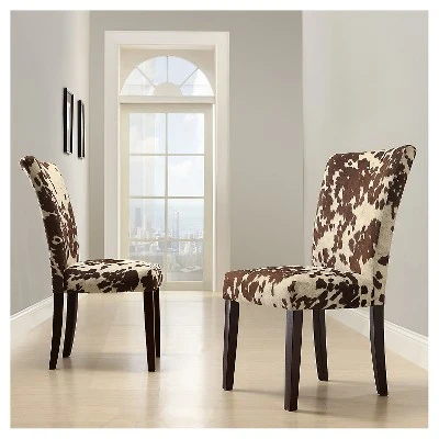 Set Of 2 Quinby Parson Dining Chair Wood Brown Cowhide - Inspire Q - Image 2