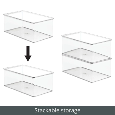 MDesign Stackable Bathroom Storage Bin Box With Lid - Image 3