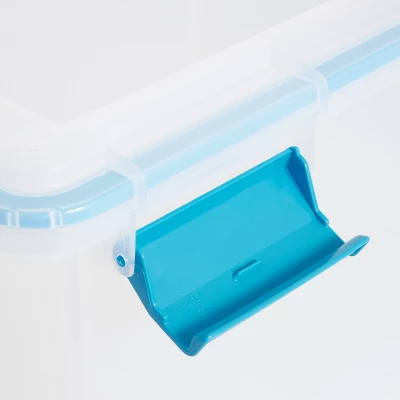 Sterilite 32 Quart Stackable Clear Plastic Storage Tote Container With Blue Gasket Latching Lid For Home And Office Organization, Clear - Image 4