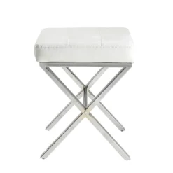 Evon Vanity Bench White/Chrome - Carolina Chair & Table