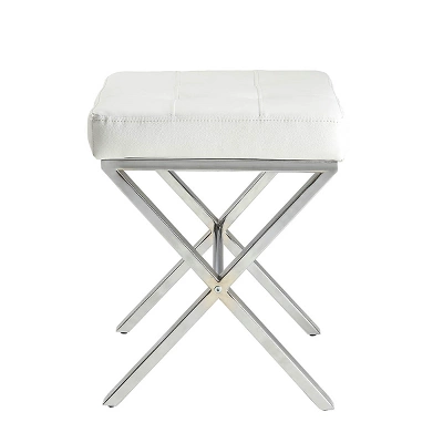 Evon Vanity Bench White/Chrome - Carolina Chair & Table